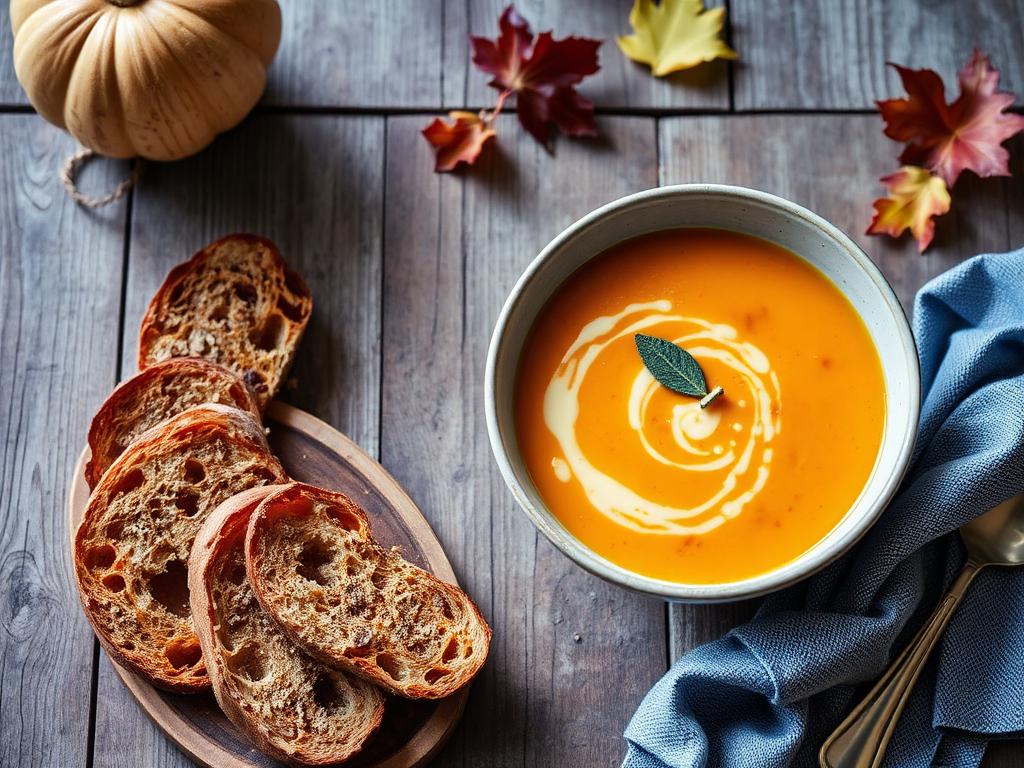 Roast squash soup with sage butter